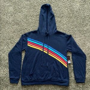 No Boundaries Navy Hoodie - Rainbow LOVE Graphic - Size M - NWT